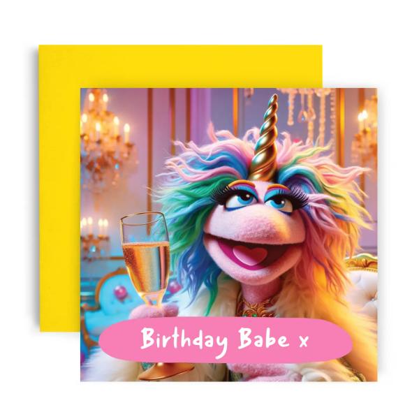 Unicorn Babe Happy Birthday Card