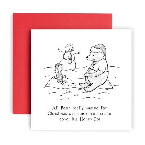 Pooh and Piglet Honey Pot Christmas Card