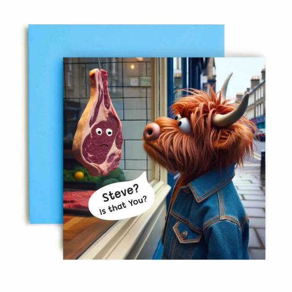 Cow Versus Steak Birthday Card