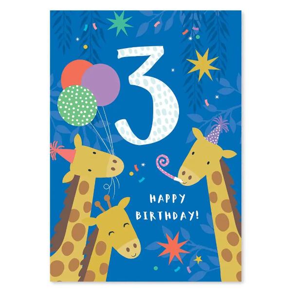 Giraffe Birthday Card Age 3 COS013