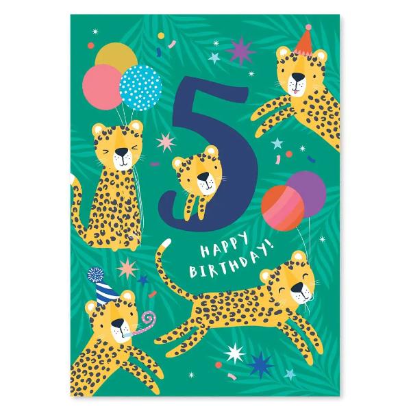 Leopard Birthday Card Age 5 COS015