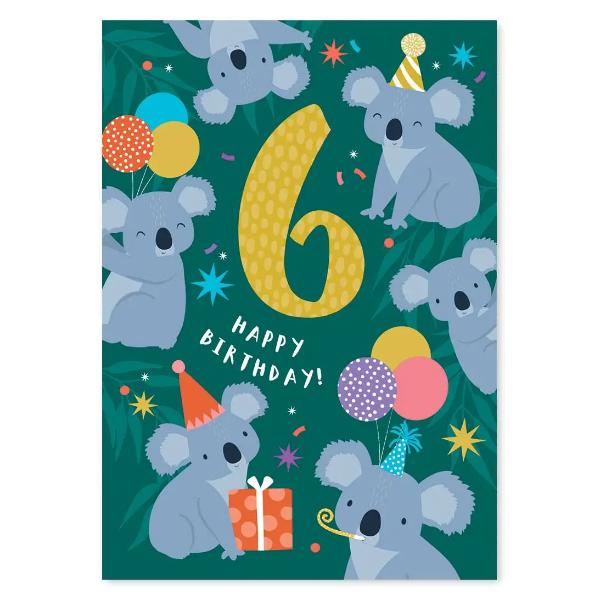 Koala Birthday Card Age 6 COS016