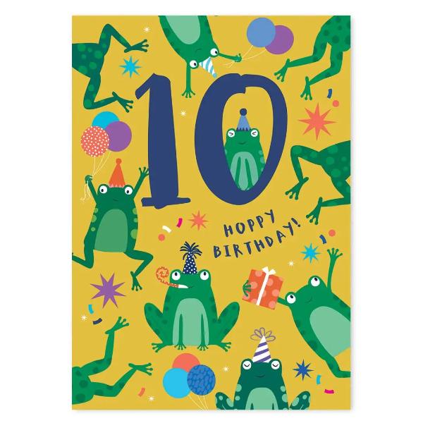 Frogs Birthday Card Age 10 COS020