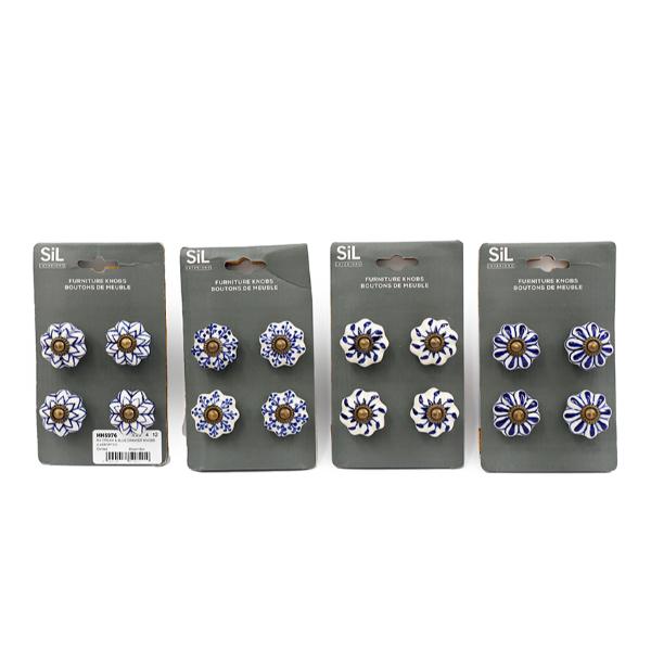 Cream & Blue Drawer Knobs Pack Of 4 HH5976
