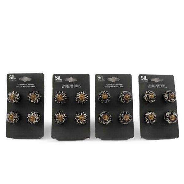 Black/White/Gold Knobs 6.5Cm Pack Of 4 HH6463