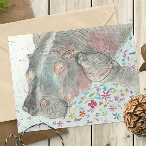 Hippos Greeting Card