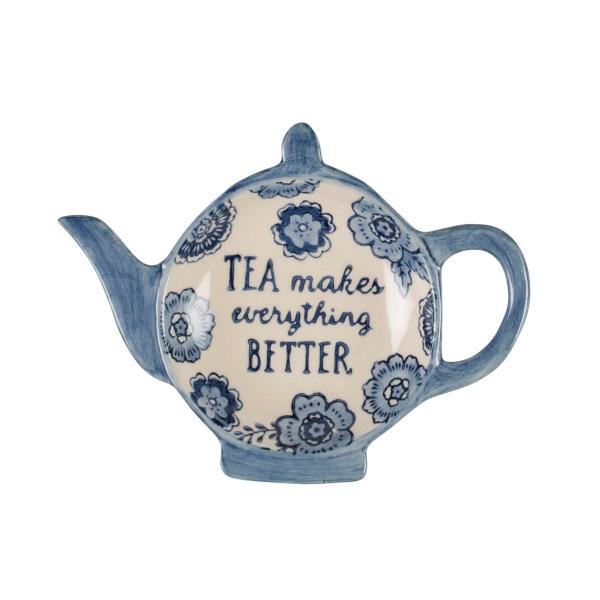 Blue Willow Tea Lovers Tea Bag Dish IRIS025