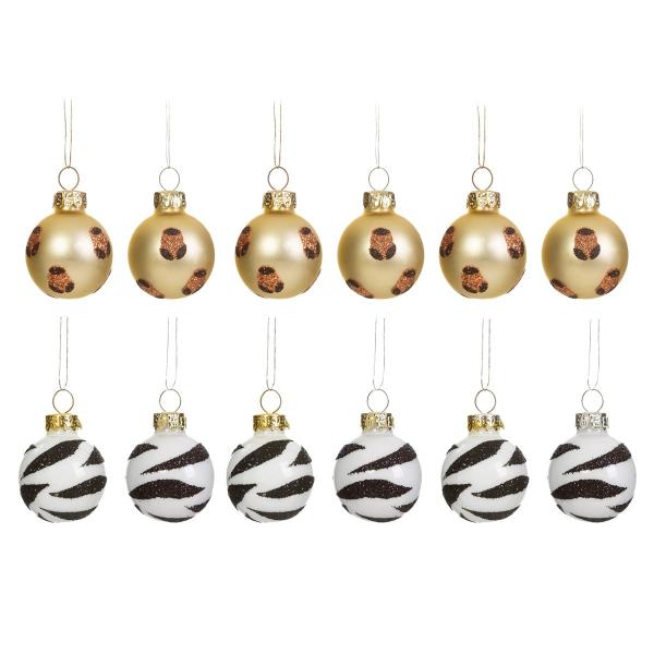 Leopard & Zebra Mini Bauble - Set of 12 RUBYXM149