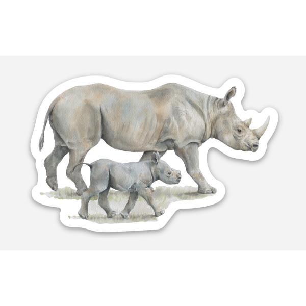 Rhino Mother/Calf - Sticker 75mm ST0019