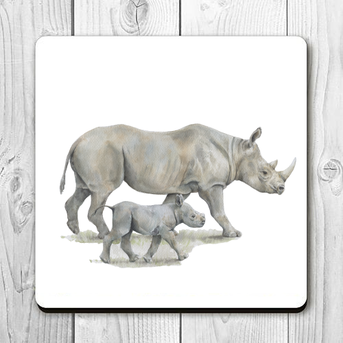 Rhino Mother /Calf - Coaster  COA019