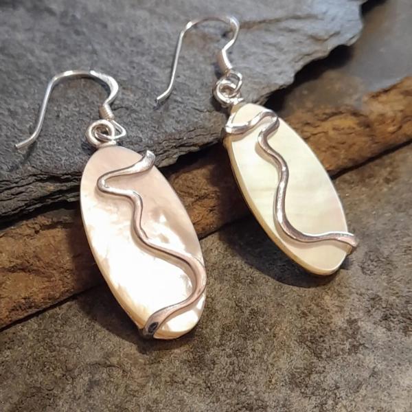 12X23mm Silver & Mother Of Pearl Oval Earrings
