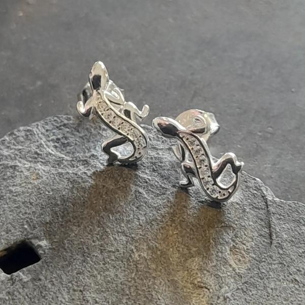 Gecko Clear Cubic Zirconia 12mm Stud Earrings