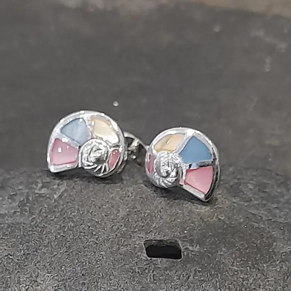 Spiral Shell, Multi Mother Of Pearl 9X8Mm Stud Earrings