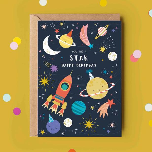 Planets Birthday Card COS003