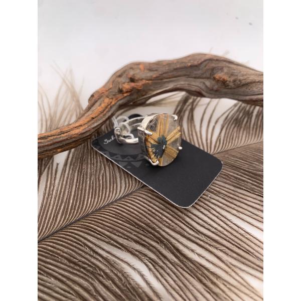 S.S adjustable ring Rutilated Quartz