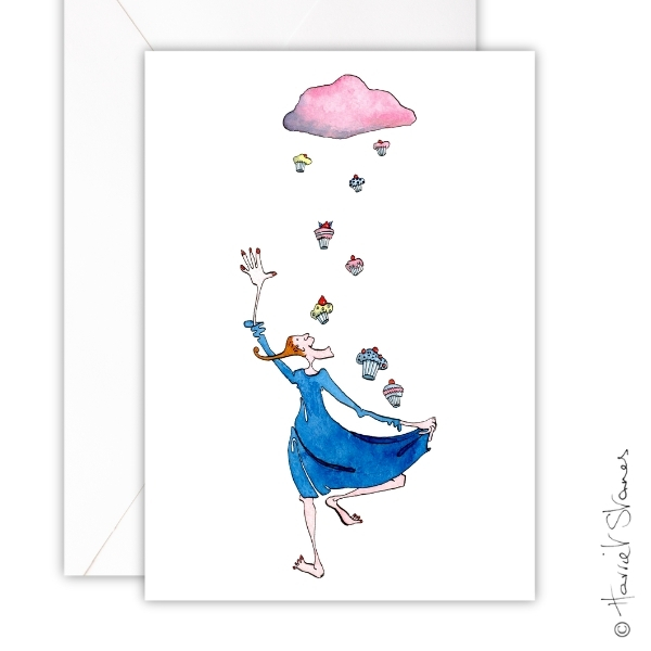 Greeting Card - Falling Cup Cakes
