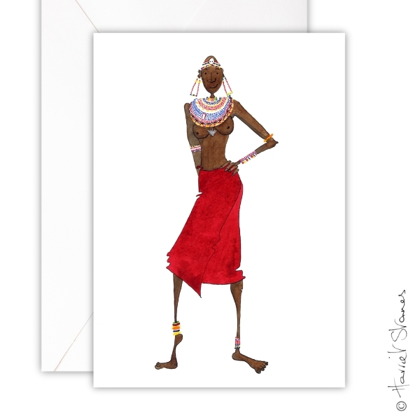 Greeting Card/Maasai Girl strike a pose