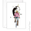Greeting Card - Bike, Black Cow and Sheep