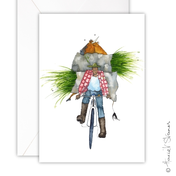 Greeting Card - Bike Sacks Of Grass/HS082