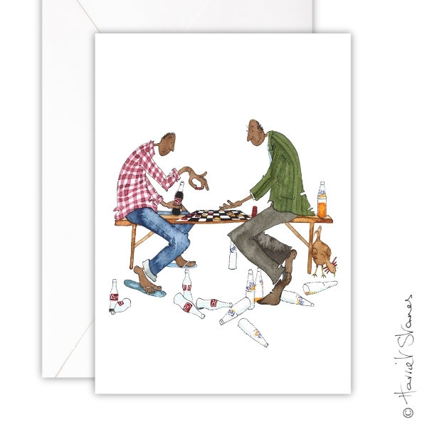 Greeting Card - Draughts Players