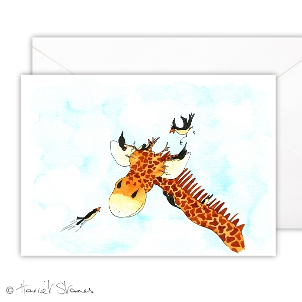 Greeting Card/ Giraffe and Oxpeckers/HS146