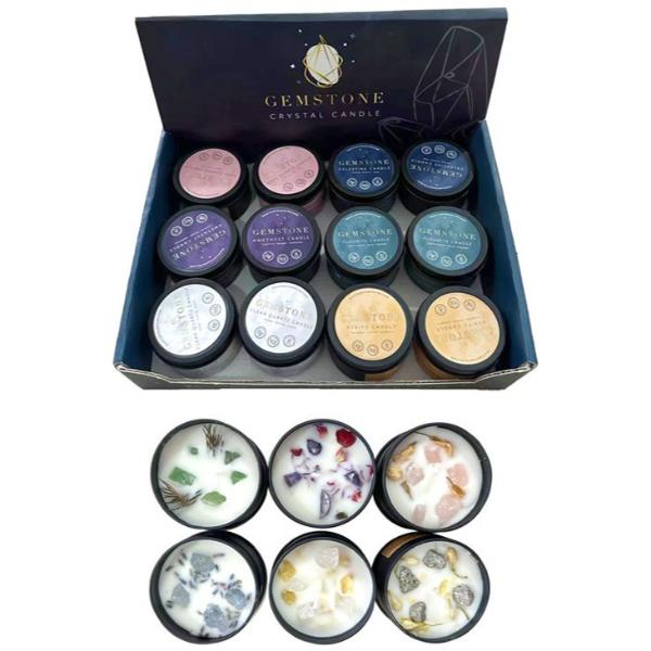 Gemstone Crystal Soy Wax Candle Tin