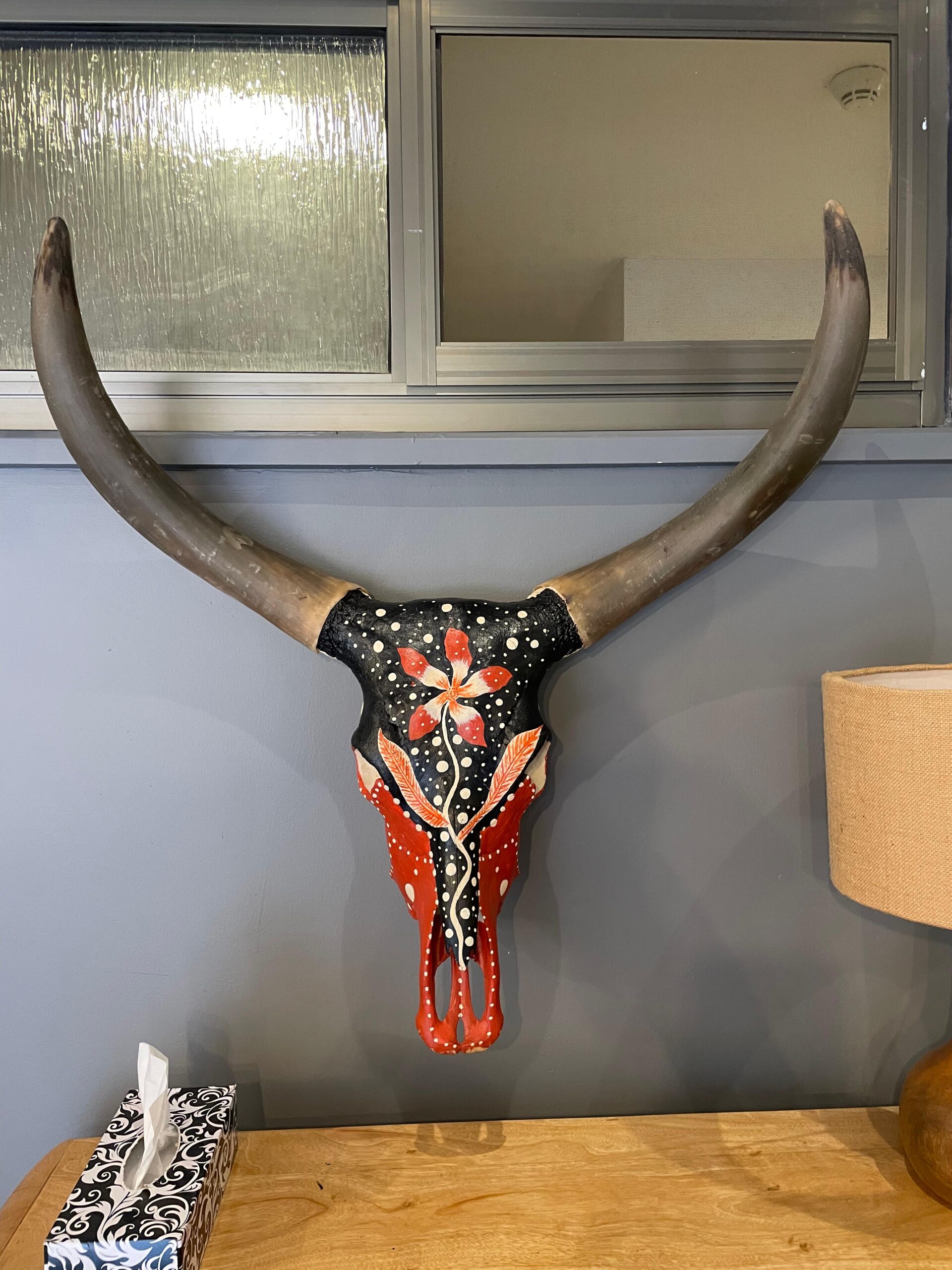 Decorated Skull - Black & Red Floral