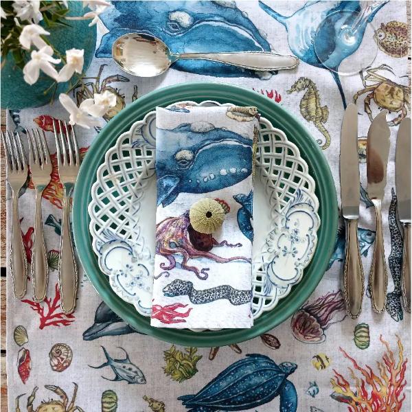 Vintage Ocean All Creatures Napkins (Pack of 4) T22E