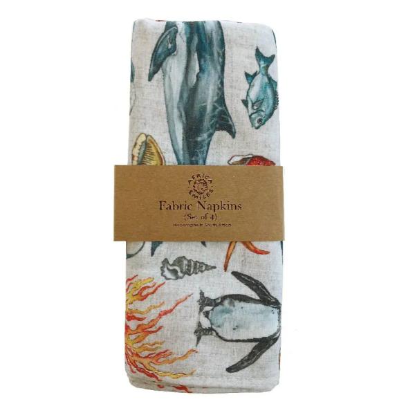 Vintage Ocean All Creatures Napkins (Pack of 4) T22E - Image 3