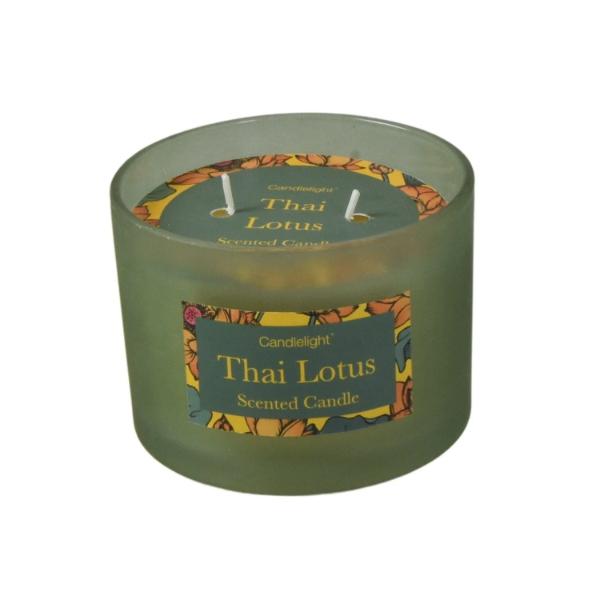 Thai Lotus 2 Wick glass filled Pot Candle Thai Flower Market Scent 380g