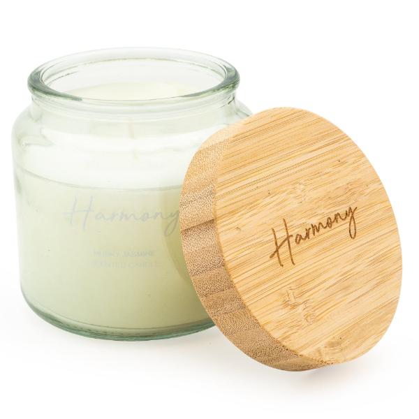 Large Green Candle with Bamboo Lid - Harmony