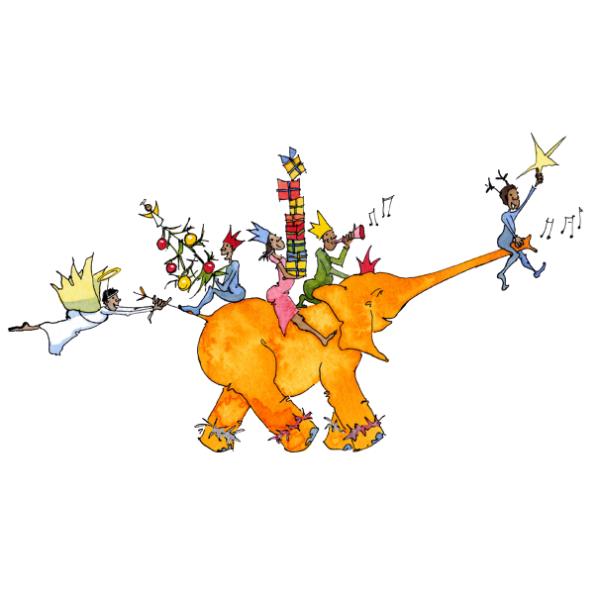 Christmas Card - Children On Elephant/HS029