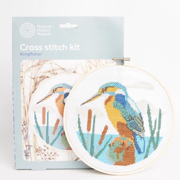 Natural History Museum Cross Stitch Kit, Kingfisher, 14cm - Image 2