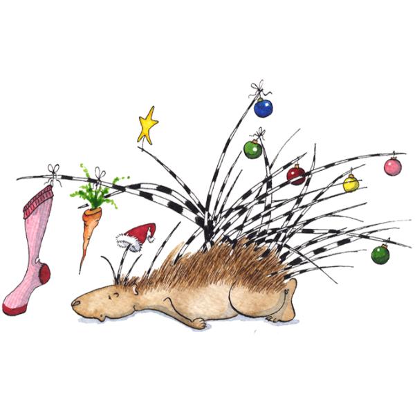 Christmas Card - Porcupine With Stocking/HS119