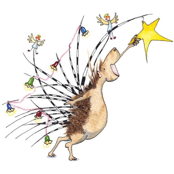 Christmas Card - Porcupine Hanging Star/HS120