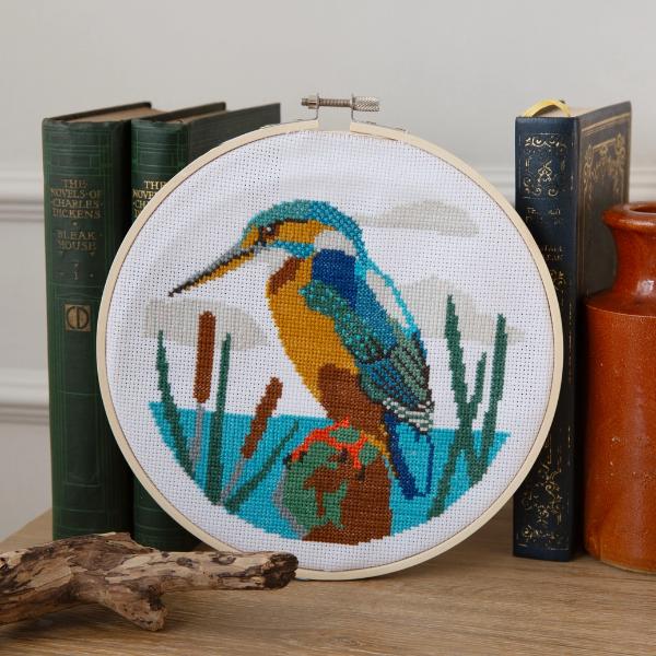 Natural History Museum Cross Stitch Kit, Kingfisher, 14cm - Image 5