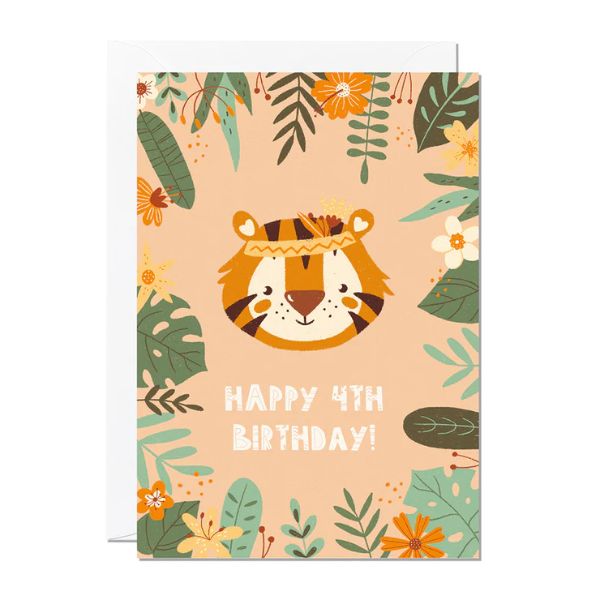 4th Birthday Card for Children - Tiger | Kid's Birthday C182
