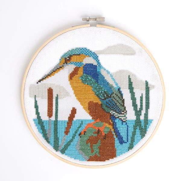 Natural History Museum Cross Stitch Kit, Kingfisher, 14cm - Image 6