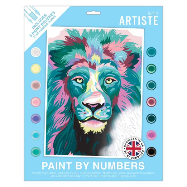 Artiste Paint By Numbers Courageous Lion 14 colours 3brushes