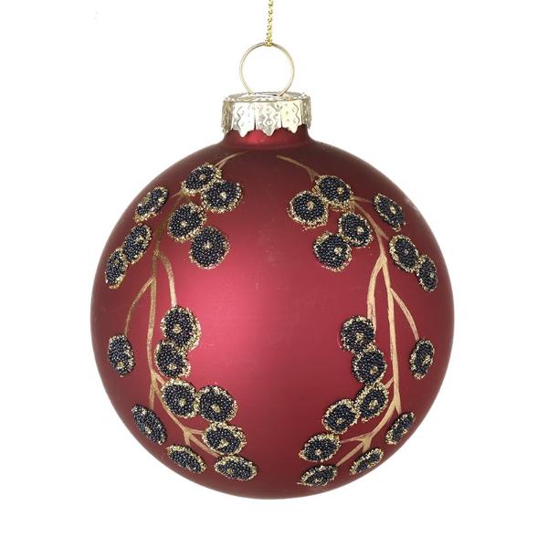Red Bauble With Black & Gold Berries 442