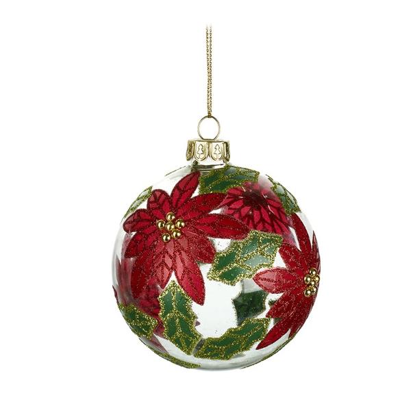 Glass Ponsetia Bauble DDG252