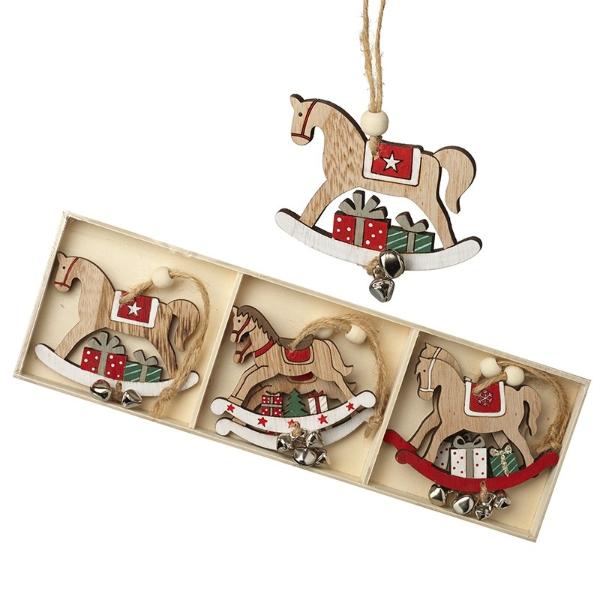 Boxed Wooden Rocking Horse Hanging Set HHH100