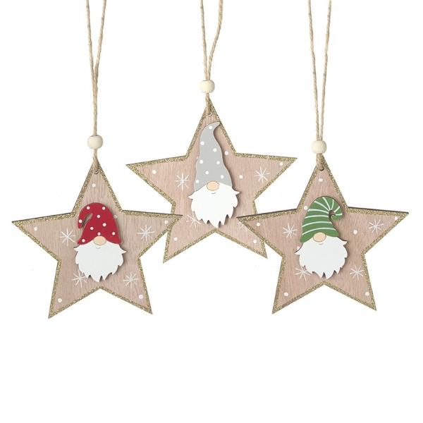 Wooden Gonks On Hanging Stars Mix TPQ033