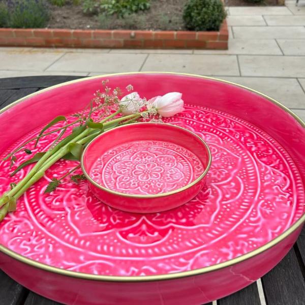 Bright Pink Embossed Tray