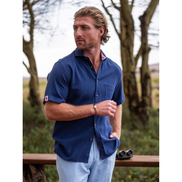Navy Air Weave Short Sleeve Shirt