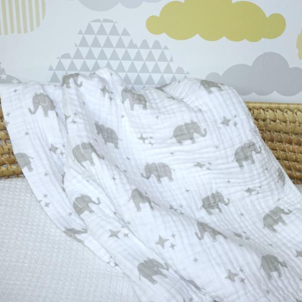 Muslin 3 Ply Cot Blanket 120X120Cm - Elephant