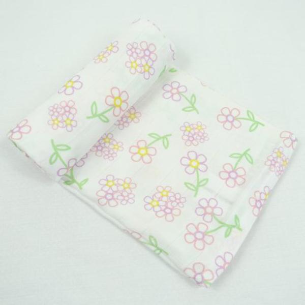 Muslin Baby Swaddle120 cm Bamboo/Organic Cotton - Flower