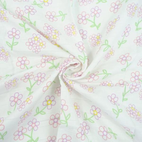 Muslin Baby Swaddle120 cm Bamboo/Organic Cotton - Flower - Image 3