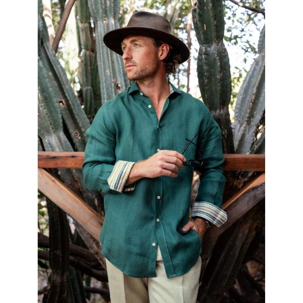 Forest Green Linen Shirt