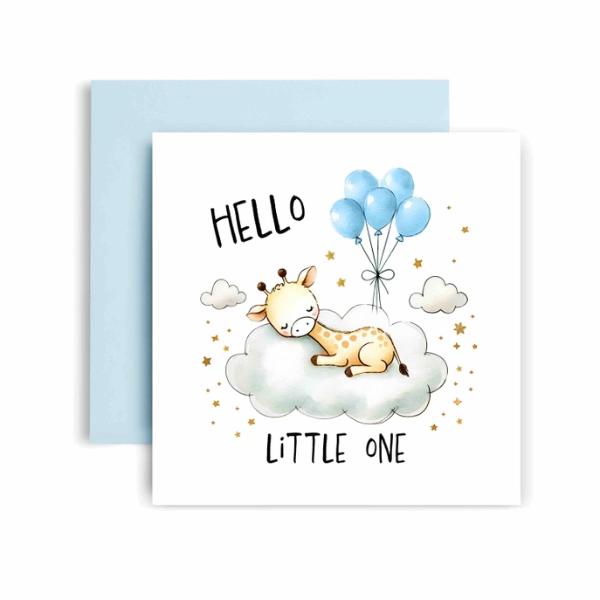 Hello Little One Giraffe Welcome To the World New Baby Card Boy
